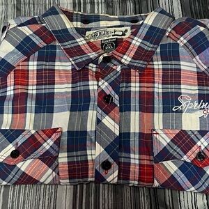 Raw blue Men's Casual Plaid Button-Down Shirt